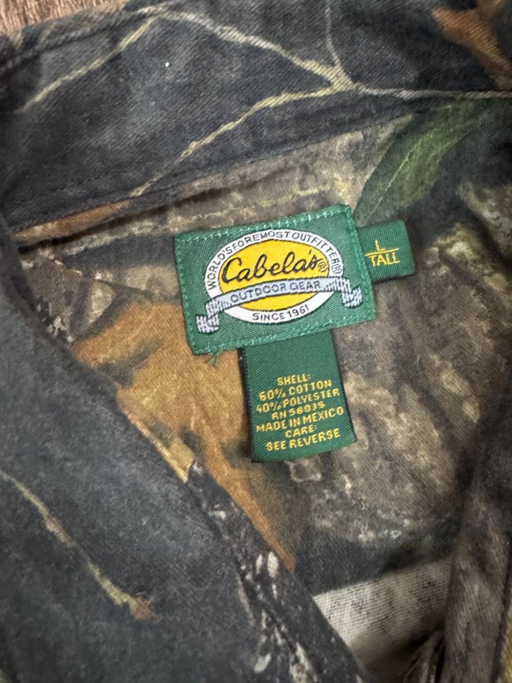 Cabela's Camo Long Sleeve Button Down Hunting Shirt Chest Pockets Size L Tall - Picture 4 of 5